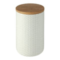 Orsina Geome 750ml White Ceramic Kitchen Canister with Bamboo Lid