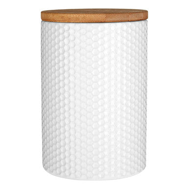 Orsina Geome 750ml White Ceramic Kitchen Canister with Bamboo Lid