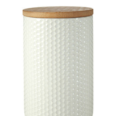 Orsina Geome 750ml White Ceramic Kitchen Canister with Bamboo Lid