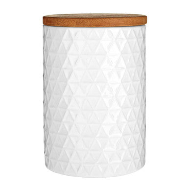 Orsina Geome 750ml White Ceramic Canister with Bamboo Lid – Matte