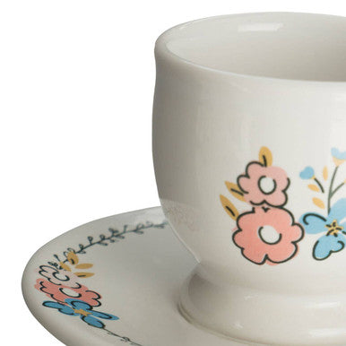Orsina Pretty Things Floral Ceramic Egg Cup with Handle – Pastel Design