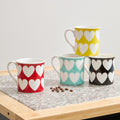 Orsina Heart Design Mugs – Set of 4 Colorful Ceramic Coffee Cups