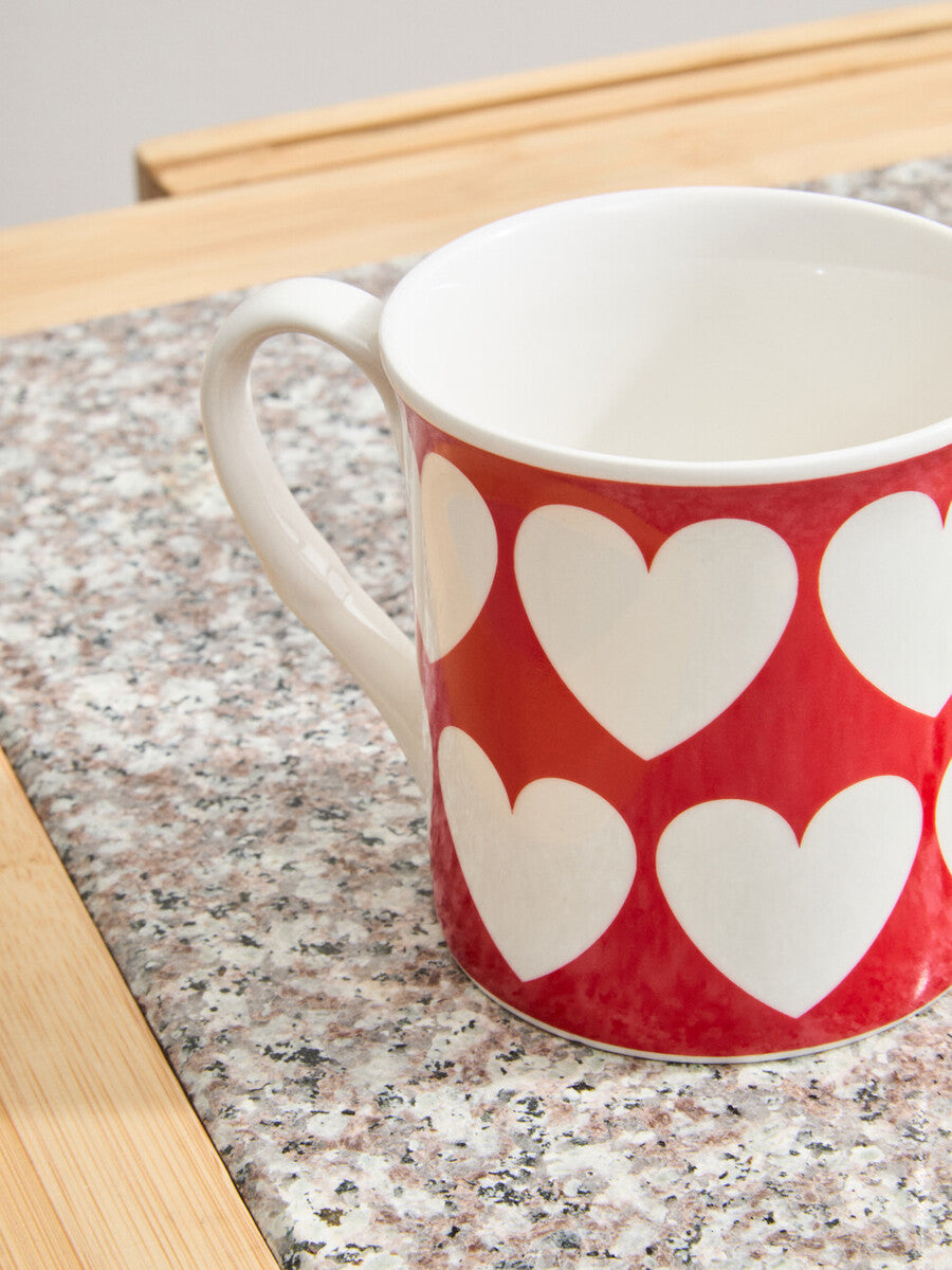 Orsina Heart Design Mugs – Set of 4 Colorful Ceramic Coffee Cups