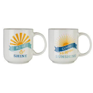 Orsina Sunshine Ceramic Coffee Mugs – Set of 2 White & Colorful Mugs