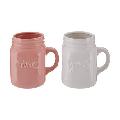 Orsina Ceramic Coffee Mugs - Yours and Mine Couple Gift Set, 2-Piece