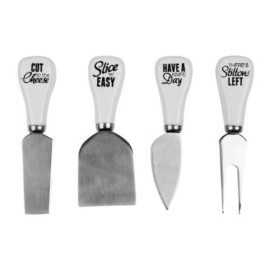 Orsina Pun and Games Cheese Knives – Set of 4 Modern Serving Tools