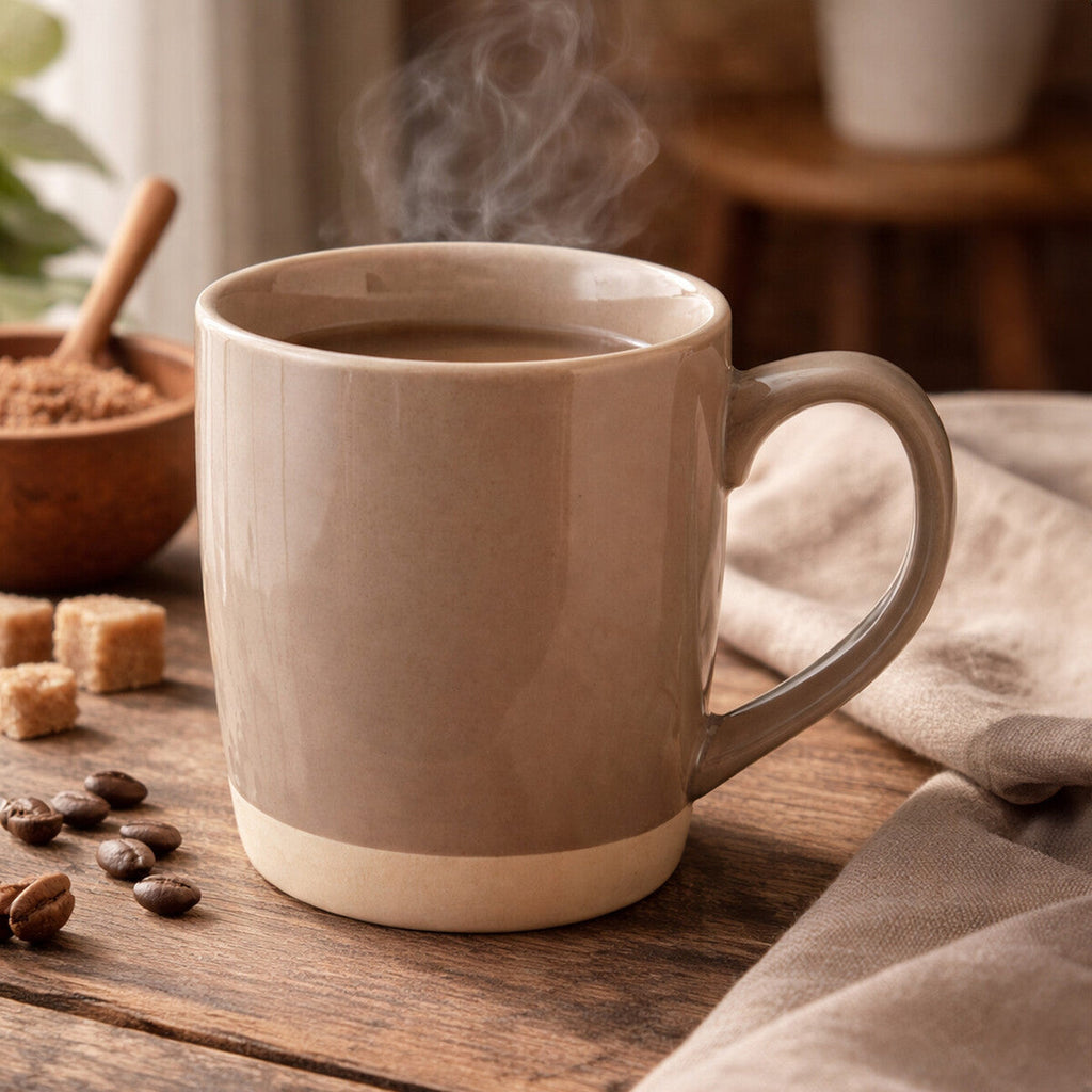 Orsina Jura Grey Mug – Modern Ceramic Coffee Cup with White Base