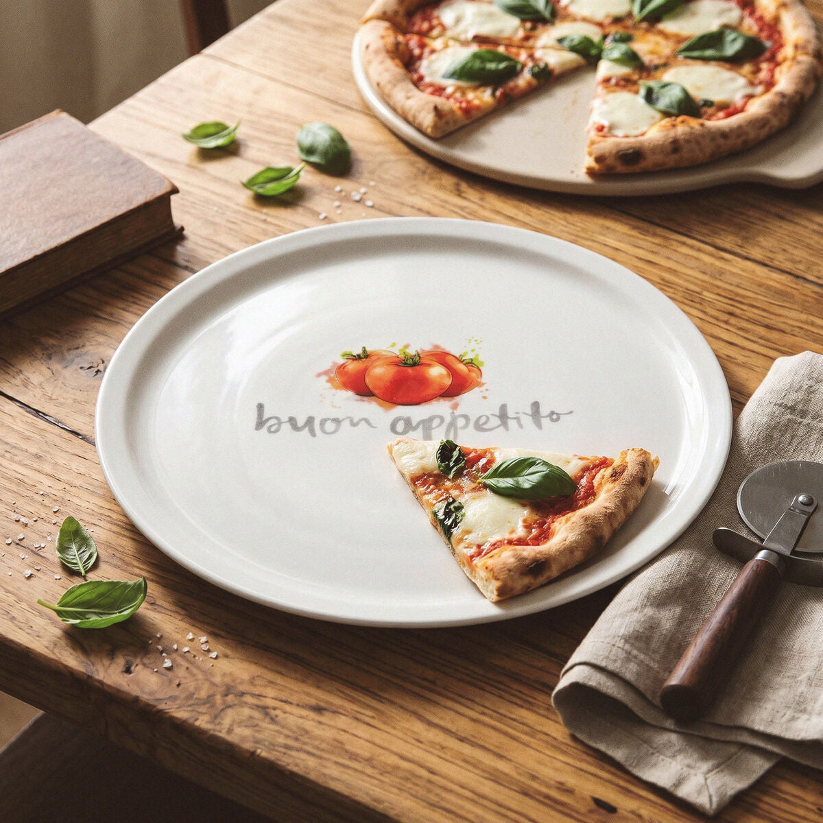 Orsina Italia Pizza Plate – White Porcelain Serving Dish with Rim