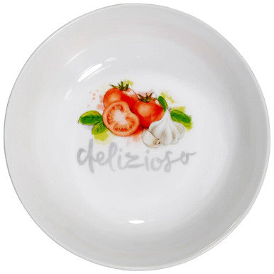 Orsina Italia White Ceramic Pasta Bowl – Italian Motif Serving Dish