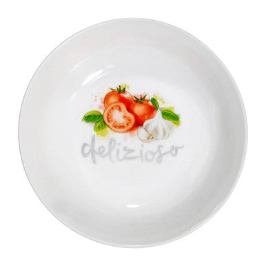 Orsina Italia White Ceramic Pasta Bowl – Italian Motif Serving Dish