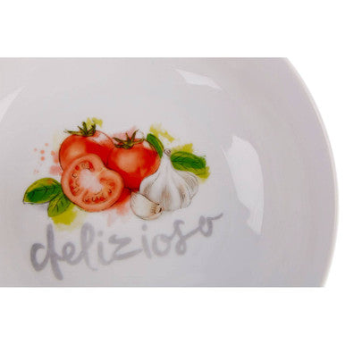Orsina Italia White Ceramic Pasta Bowl – Italian Motif Serving Dish