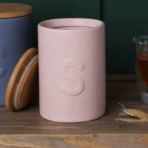 Orsina Fenwick Pink Sugar Canister – Kitchen Storage with Bamboo Lid