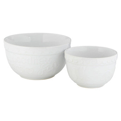 Orsina Gigi White Stoneware Nesting Mixing Bowls - Set of 2