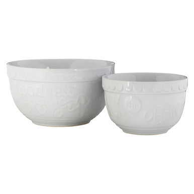 Orsina Gigi White Stoneware Nesting Mixing Bowls - Set of 2