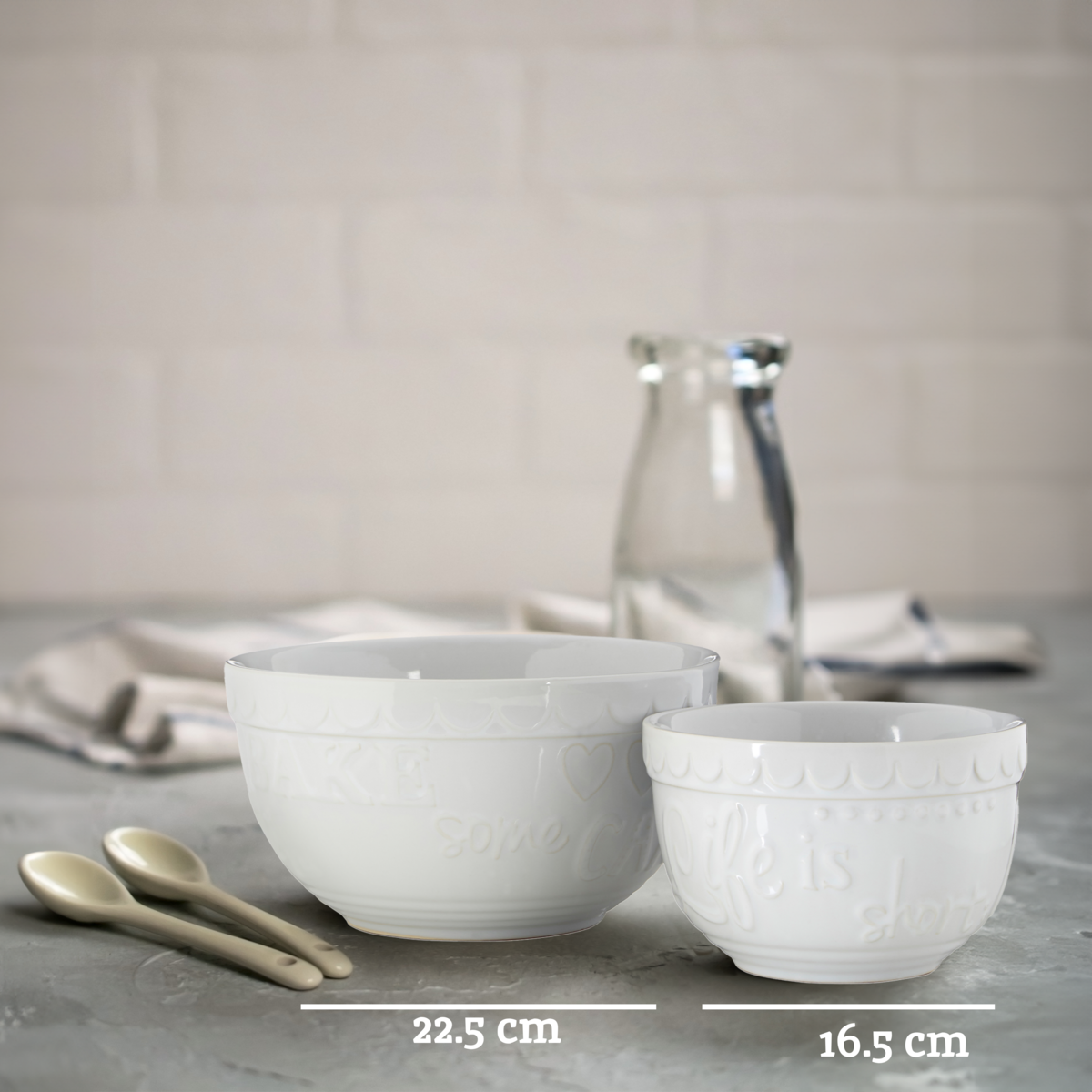Orsina Gigi White Stoneware Nesting Mixing Bowls - Set of 2