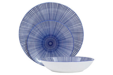 Orsina Maya 12-Piece Blue and White Ceramic Dinner Set for 4