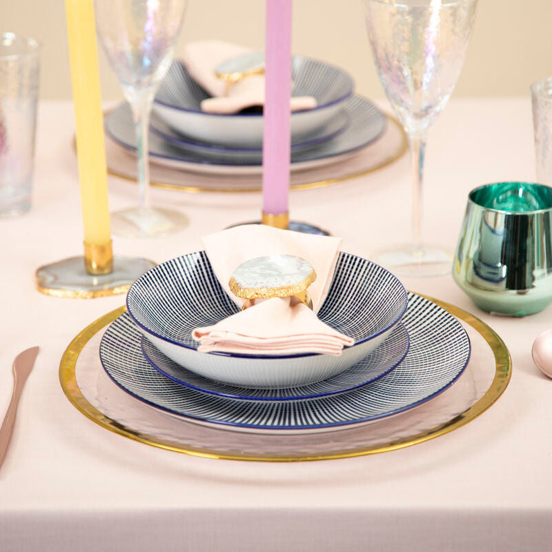 Orsina Maya 12-Piece Blue and White Ceramic Dinner Set for 4