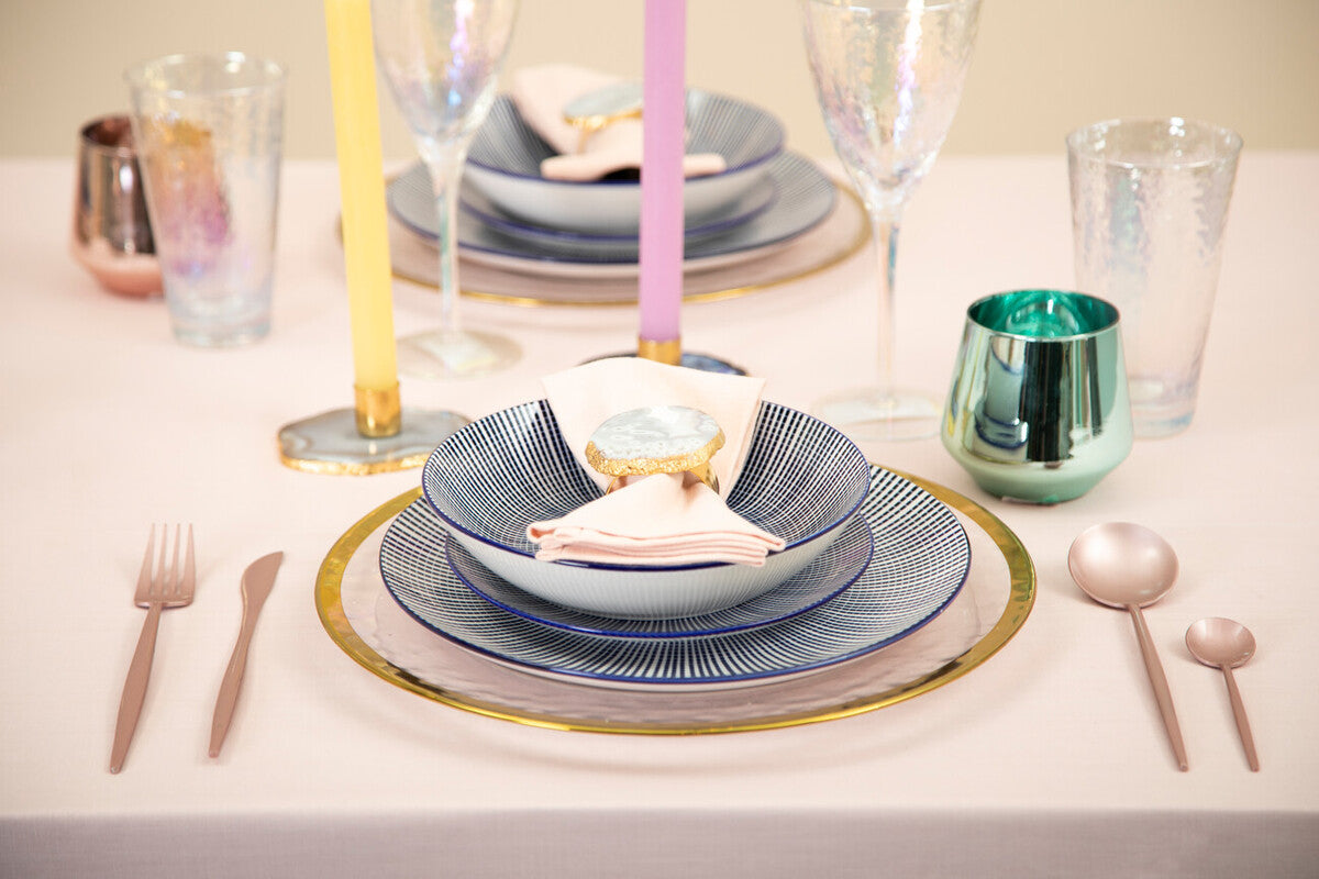 Orsina Maya 12-Piece Blue and White Ceramic Dinner Set for 4