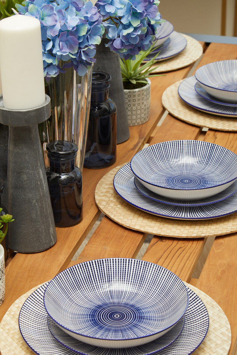 Orsina Maya 12-Piece Blue and White Ceramic Dinner Set for 4
