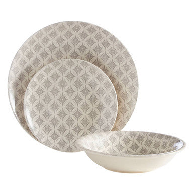 Orsina Maya 12-Piece Dinner Set – Grey and White Floral Tableware