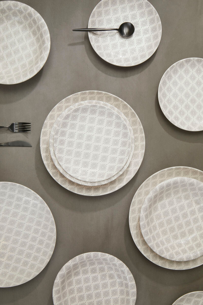 Orsina Maya 12-Piece Dinner Set – Grey and White Floral Tableware