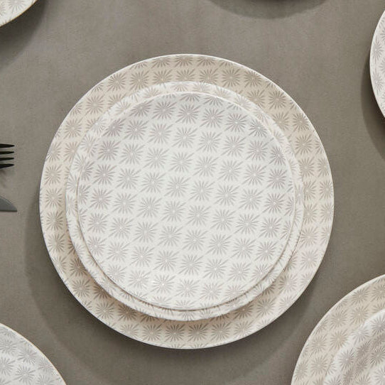Orsina Maya 12-Piece Dinner Set – Grey and White Floral Tableware