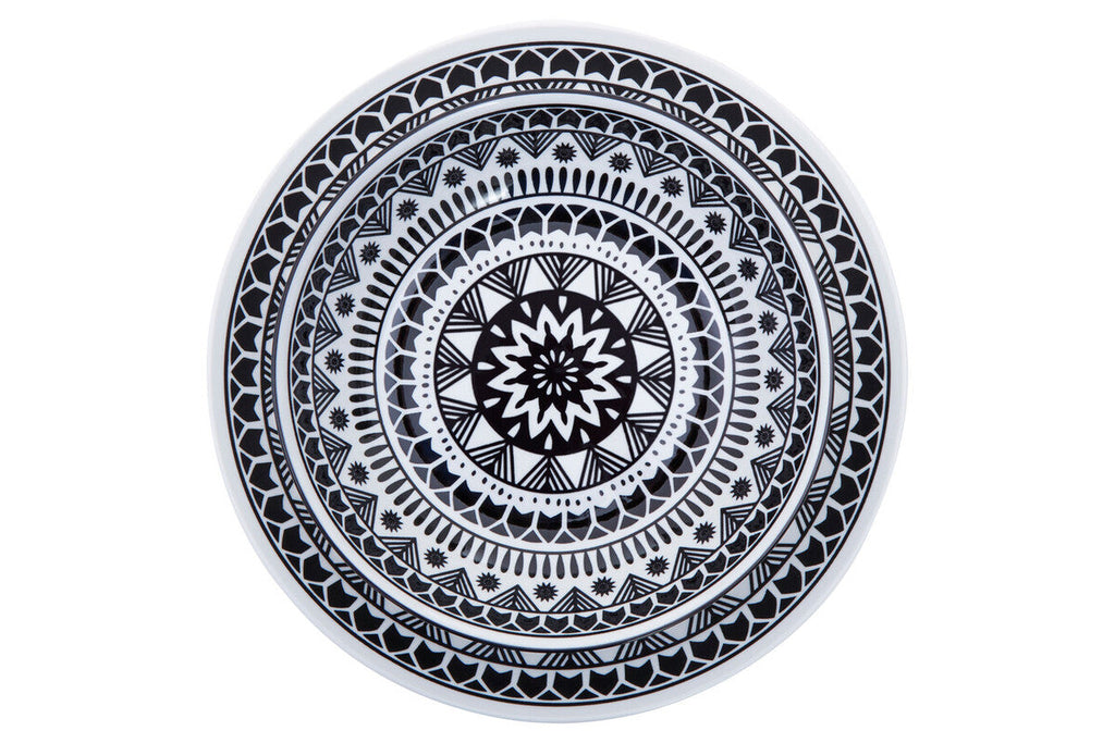 Orsina Maya 12-Piece Dinner Set – Monochrome Patterned Dolomite