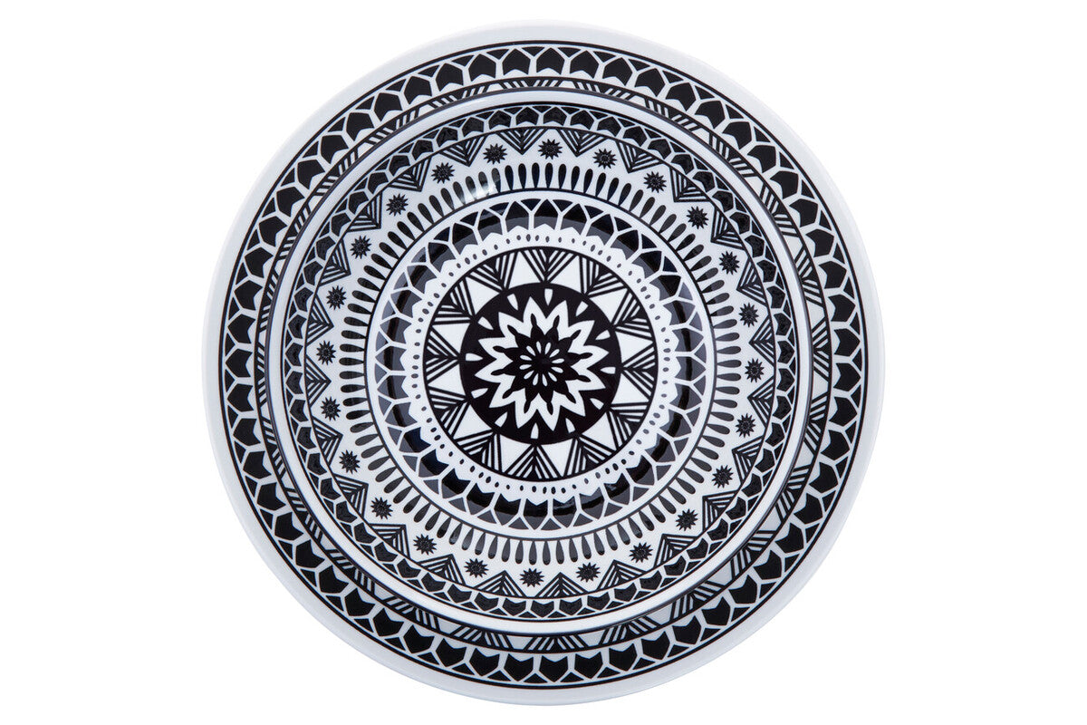 Orsina Maya 12-Piece Dinner Set – Monochrome Patterned Dolomite