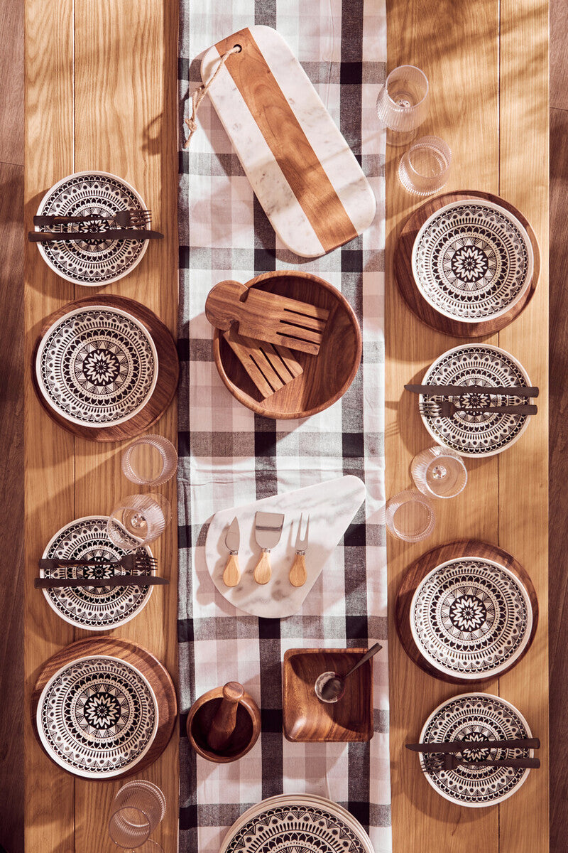 Orsina Maya 12-Piece Dinner Set – Monochrome Patterned Dolomite