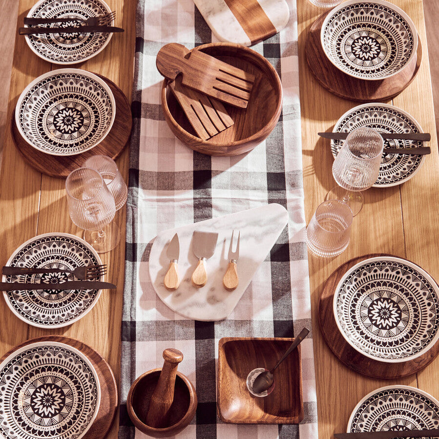Orsina Maya 12-Piece Dinner Set – Monochrome Patterned Dolomite