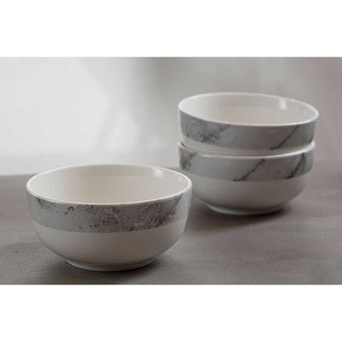 Orsina Avie 16-Piece White and Grey Marble Effect Ceramic Dinner Set