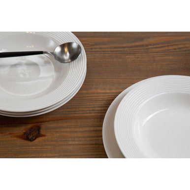 Orsina Avie 16 Pc Ribbed Dinner Set – White Ceramic Tableware