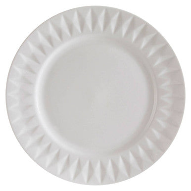 Orsina Avie 16 Pc White Porcelain Embossed Geo Dinnerware Set