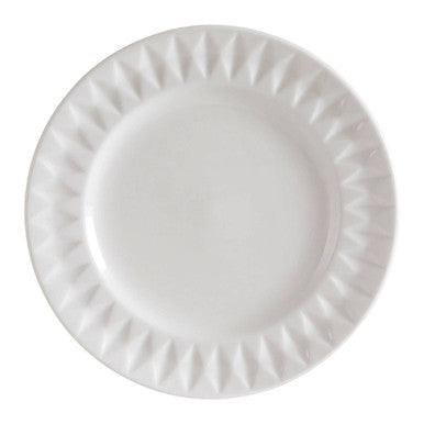 Orsina Avie 16 Pc White Porcelain Embossed Geo Dinnerware Set