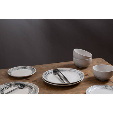 Orsina Middag 12-Piece Ceramic Dinnerware Set – Black and White