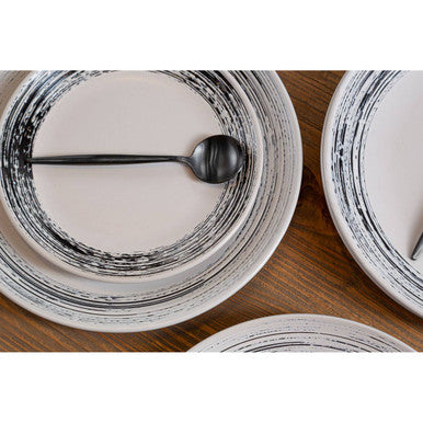 Orsina Middag 12-Piece Ceramic Dinnerware Set – Black and White