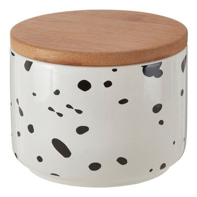 Orsina Speckled Ceramic Storage Canister with Bamboo Lid – Small