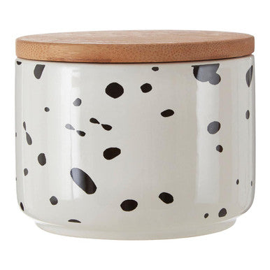 Orsina Speckled Ceramic Storage Canister with Bamboo Lid – Small