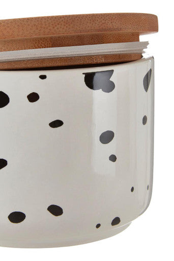 Orsina Speckled Ceramic Storage Canister with Bamboo Lid – Small