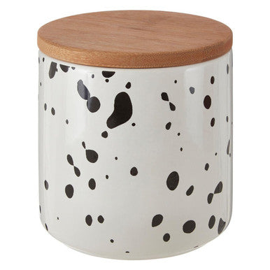 Orsina Speckled Ceramic Storage Canister with Bamboo Lid – Medium