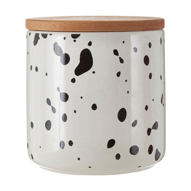 Orsina Speckled Ceramic Storage Canister with Bamboo Lid – Medium