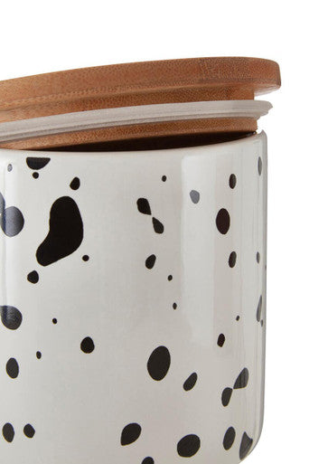 Orsina Speckled Ceramic Storage Canister with Bamboo Lid – Medium