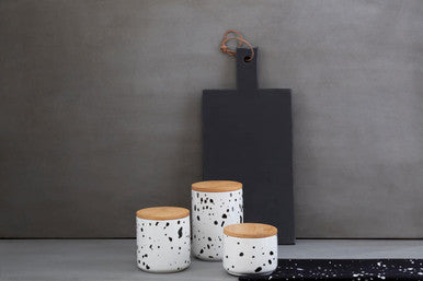 Orsina Speckled Large Ceramic Kitchen Storage Canister with Bamboo Lid