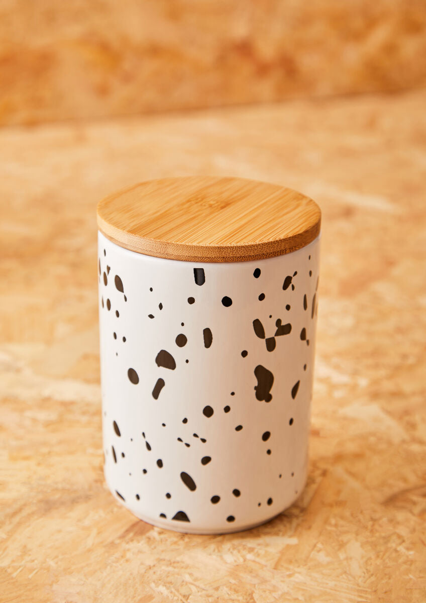 Orsina Speckled Large Ceramic Kitchen Storage Canister with Bamboo Lid