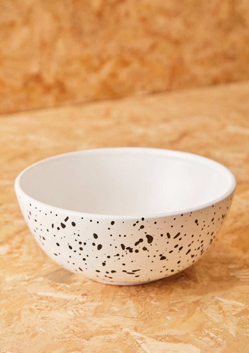 Orsina Speckled Salad Bowl – Modern Black and White Dolomite Serving Bowl