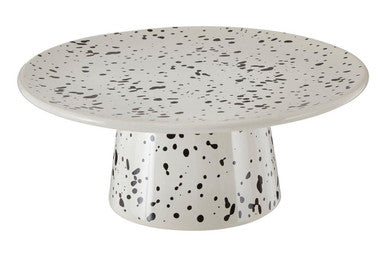 Orsina Speckled Cake Stand – Black and White Ceramic Pedestal Server