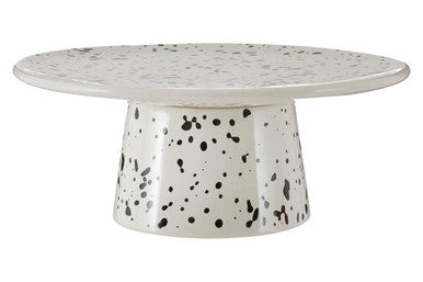 Orsina Speckled Cake Stand – Black and White Ceramic Pedestal Server