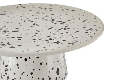Orsina Speckled Cake Stand – Black and White Ceramic Pedestal Server