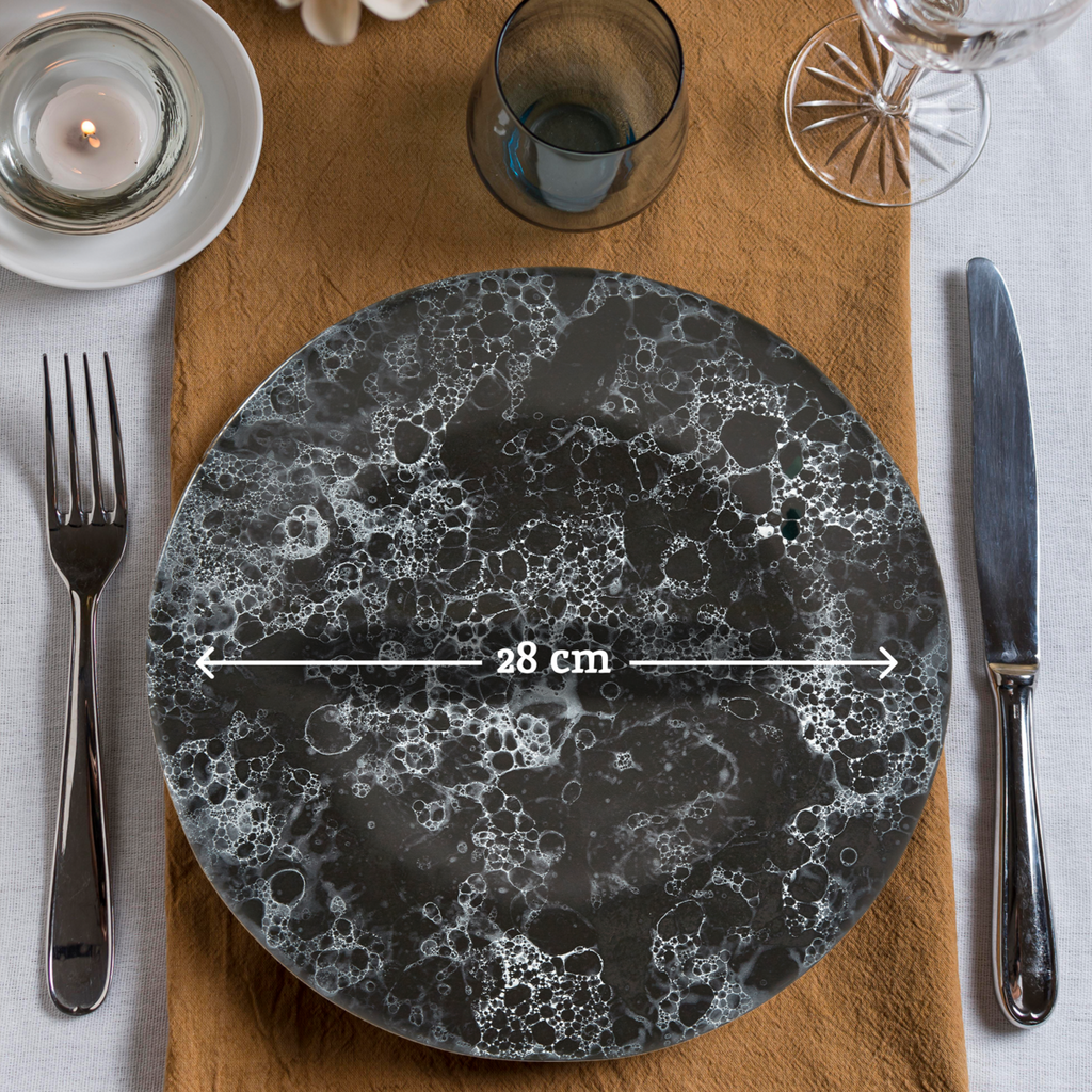 Orsina Black Marble Effect Dinner Plate – Modern Artisan Tableware