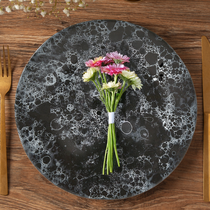 Orsina Black Marble Effect Dinner Plate – Modern Artisan Tableware